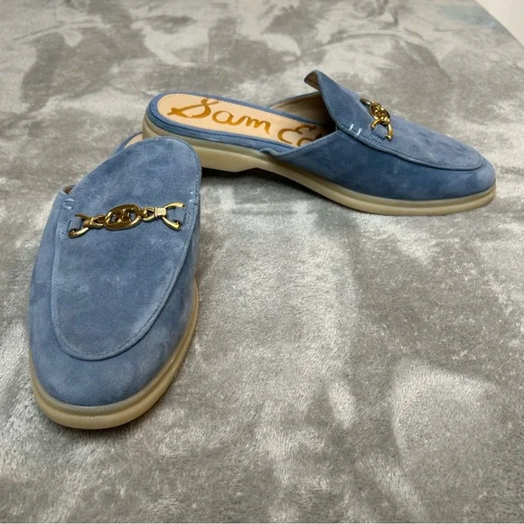 Sam Edelman Women’s Kira Blue & Gold Stone Suede Mule Size 9 M Slide On Shoes - Picture 6 of 16